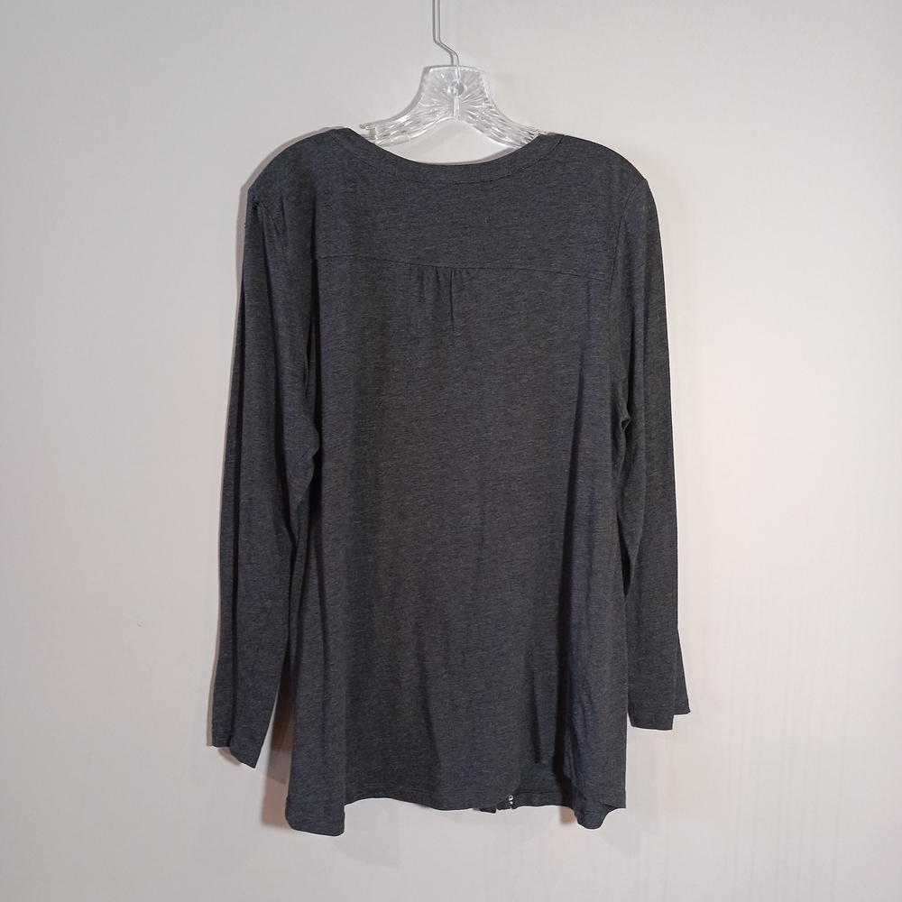 J.Jill Button Front Embroidered Top Size XL Grey White - Picture 3 of 7